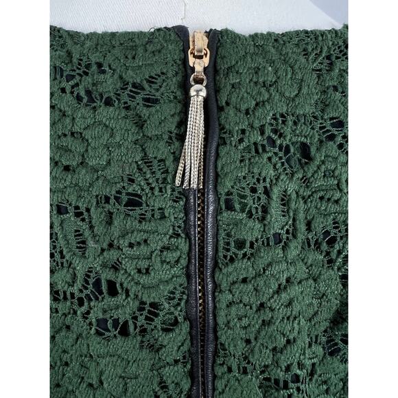 JUICY COUTURE Cire Juniper Green Lace & Leather Dress (Womens: Med) - Picture 11 of 12